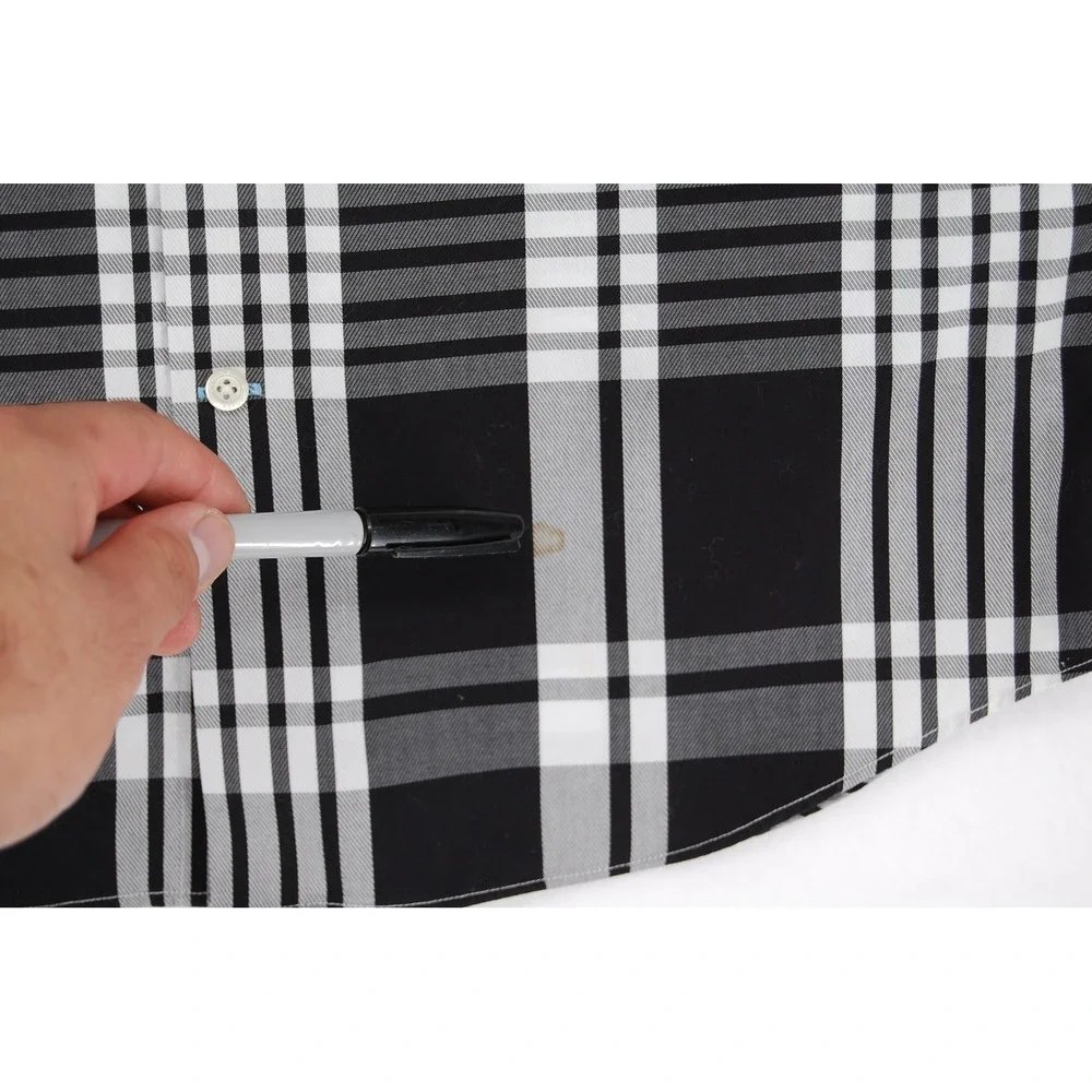Banana Republic Mens Non Iron Plaid Button Down Shirt Black White Size‎ Medium
